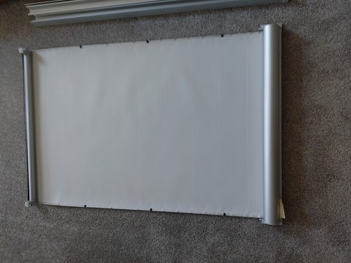 Two used white roller blinds - used,